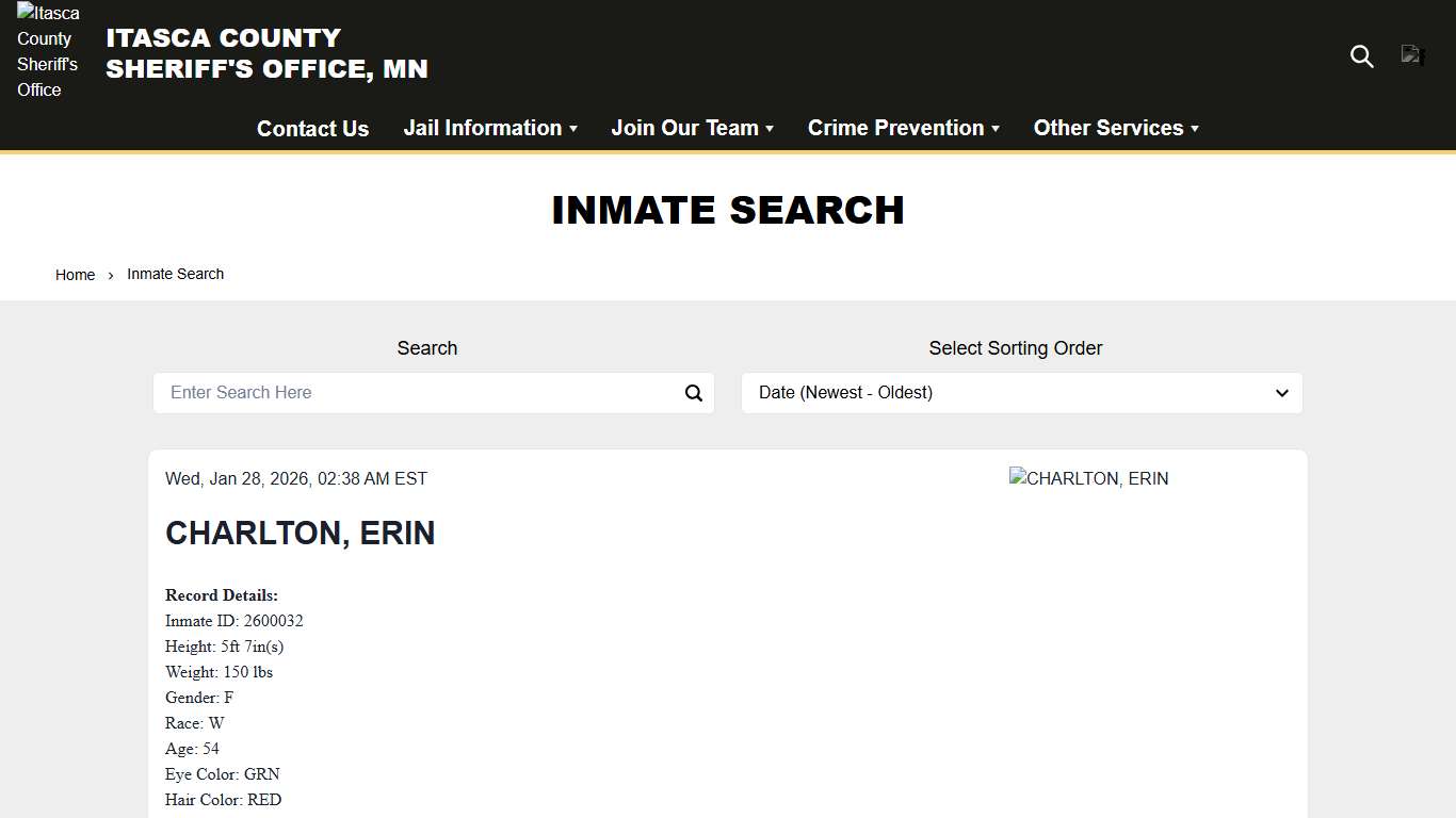 Inmate Search Itasca County Sheriff's Office (MN)